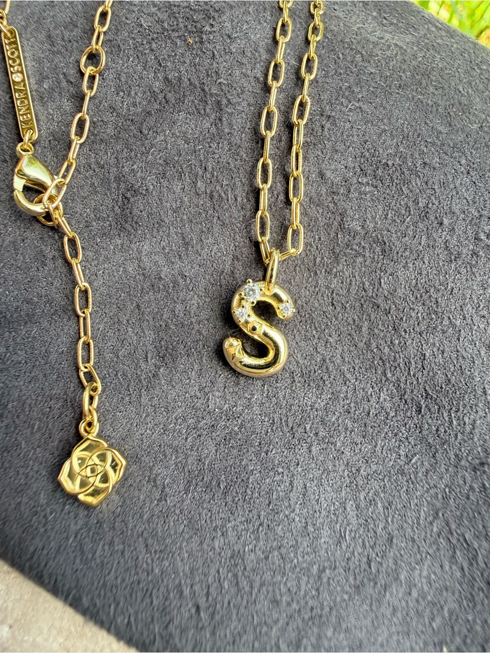 Kendra Scott Gold 'S' Initial Pendant Necklace with Crystal Accent - Picture 4 of 6